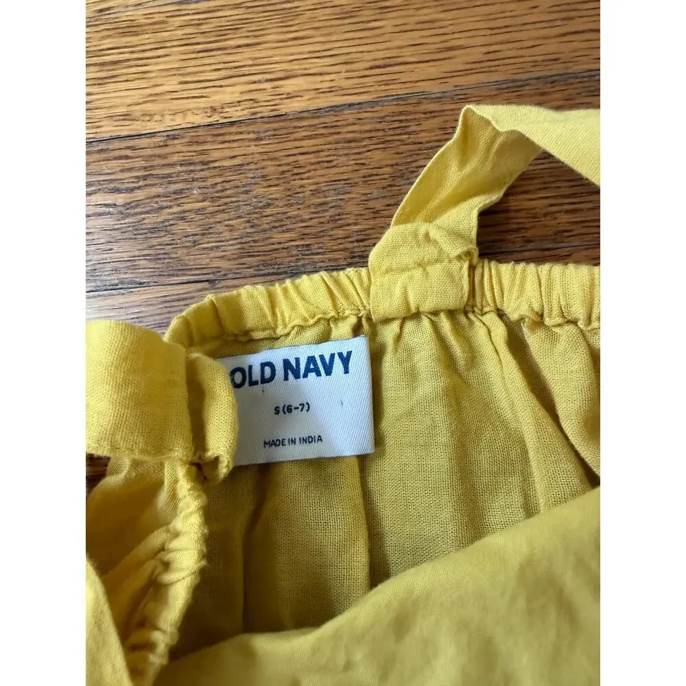 Old Navy Girls' Yellow Eyelet Dress Size 6-7